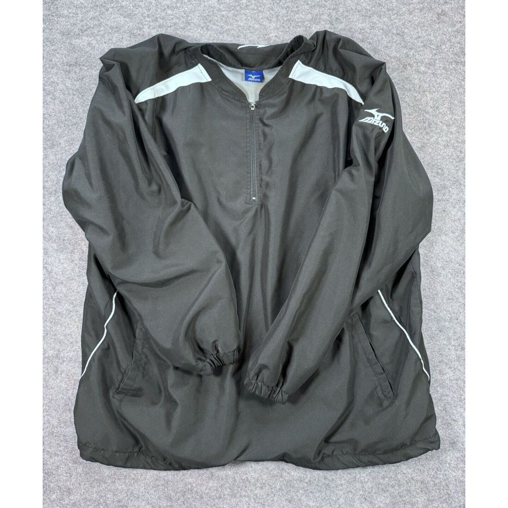 Mizuno Men XL Black Jacket Long Sleeve Adjustable Waist Performance Easy Care